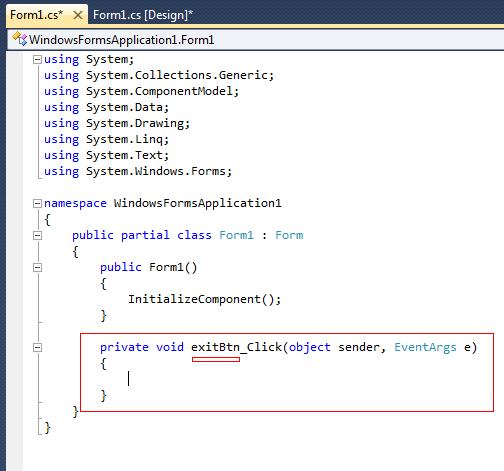 Create an Exit Button in C# Visual Studio