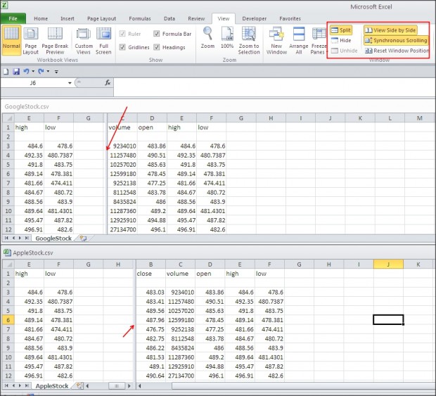 Excel: Use Synchronous Scrolling and Split Multiple Column/Rows in ...