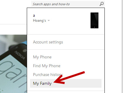 Windows Phone My Family feature