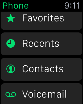 view contacts list on Apple Watch