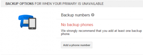 google account backup phone number