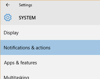Windows 10 Notifications & actions