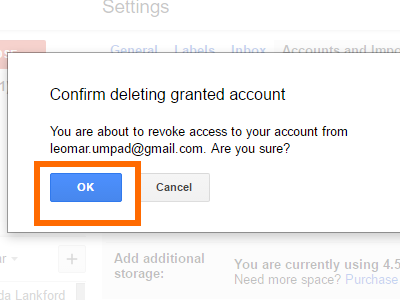 Gmail Delete Access Confirm Action OK