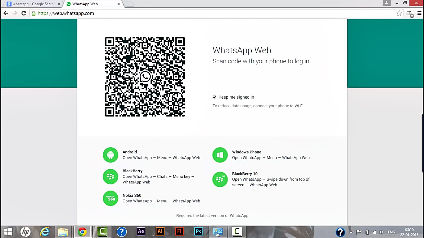 whatsapp open in web scan