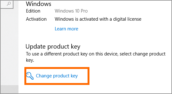윈도우 업데이트 및 보안 활성화 변경 제품 키
