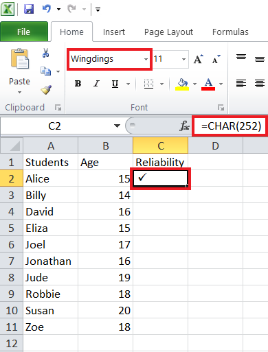 How to insert tick mark in excel sheet - counterhead