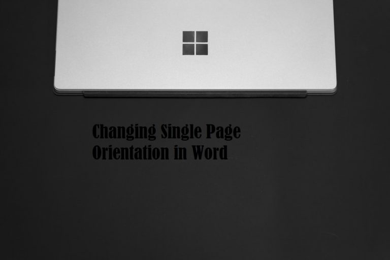 How To Make A Single Page Landscape In Word