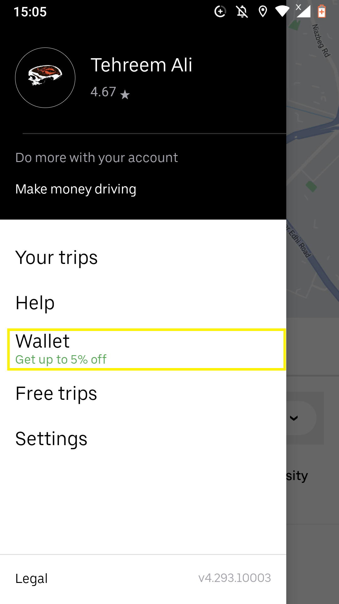 how to add rental car.to.uber account