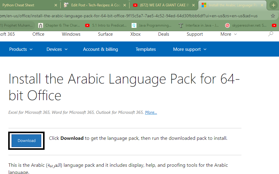 office 365 language pack