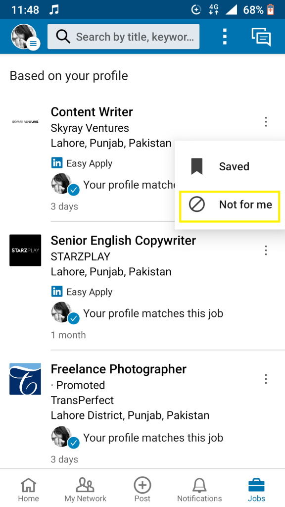 linkedin apply job