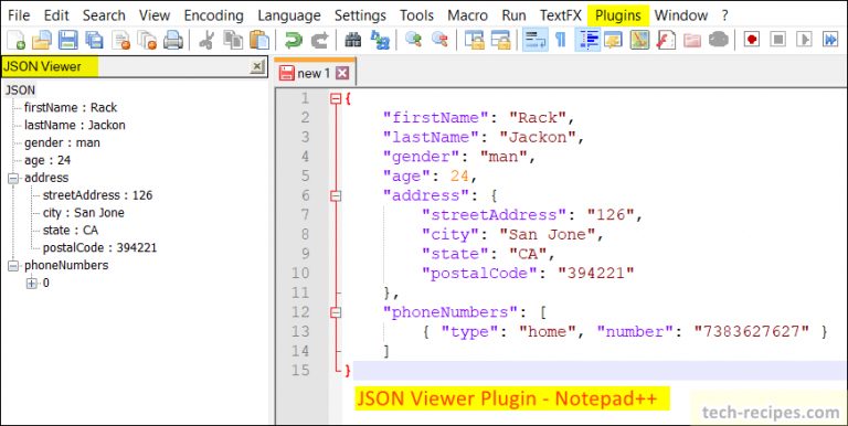 notepad++ json query
