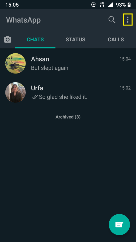 whatsapp open existing chat