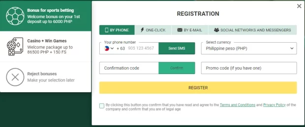 Betwinner Philippines Account Registration Form