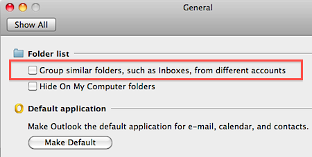 show separate inboxes for each account outlook mac